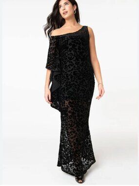 Unique Vintage Amoret Velvet Leopard Print 70's Kaftan Dress Size Small